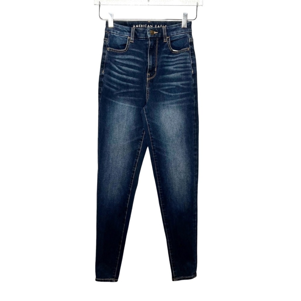 American Eagle Curvy Highest Rise Women’s Medium Wash Skinny Jegging Jeans Sz 0
